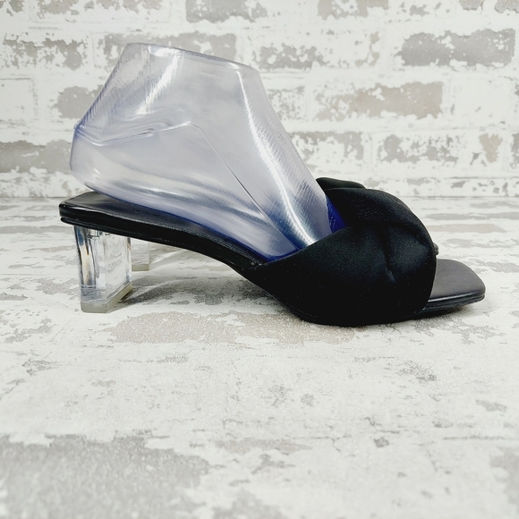 New Open Edit Cleo Black Square Toe Heeled Slide Sandals T314 - Picture 5 of 13